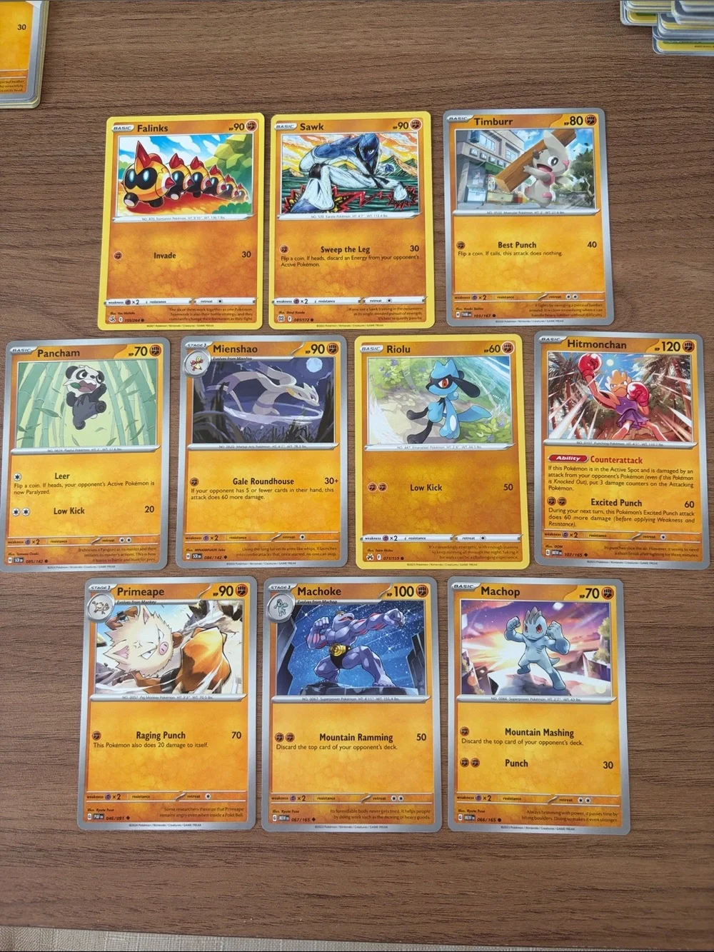🥊 Fighting Martial Arts Pokémon Card Lot | Riolu Machop Primeape Falinks ✨5/$25